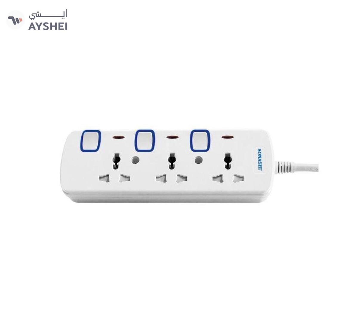Sonashi 3 Way Universal Extension Socket with 5M Length Copper Cord Featured with Indicator Light-0-landscape