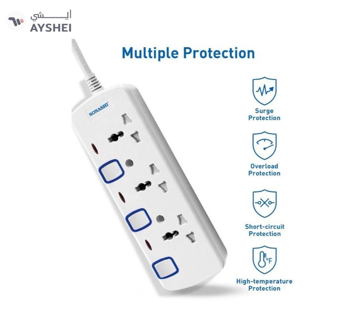 Sonashi 3 Way Universal Extension Socket with 5M Length Copper Cord Featured with Indicator Light-1-landscape