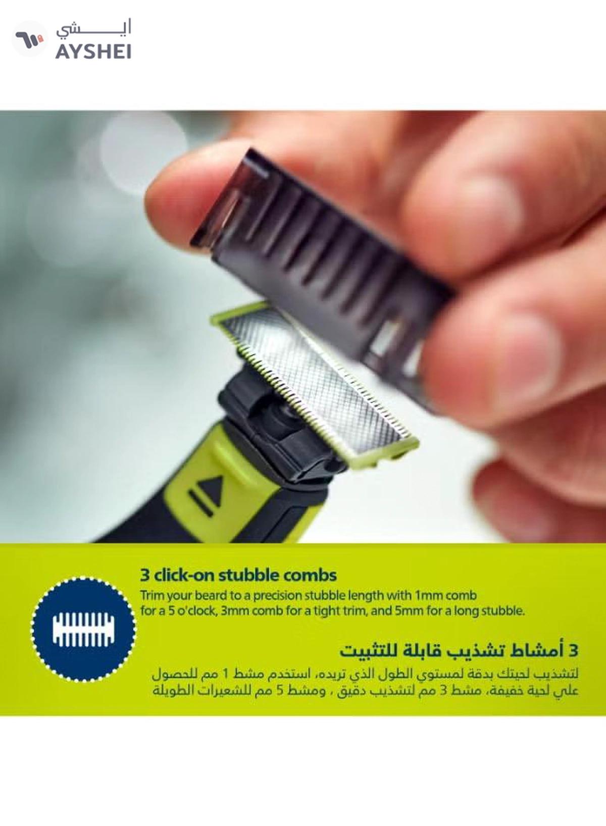 Philips One Blade Electric Shaver QP2724/10 Black & Lime-4-4