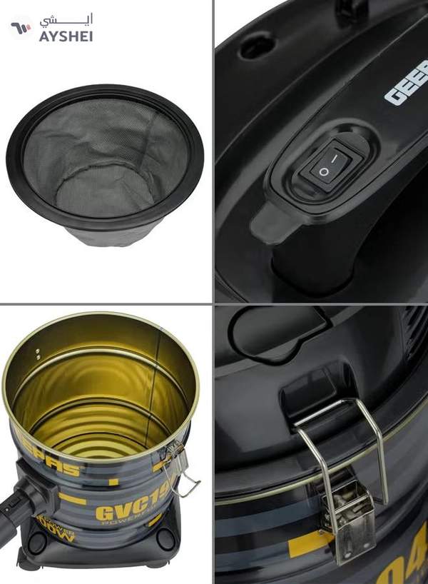 GEEPAS Drum Vacuum Cleaner- 18 L Dust Bag Capacity with Elegant Body, Metallic Tank/ Powerful Suction, Dry and Blow Function, Full Indicator/ Perfect for Home, Office, Apartments 18 L 2000 W GVC19045 Black, Yellow