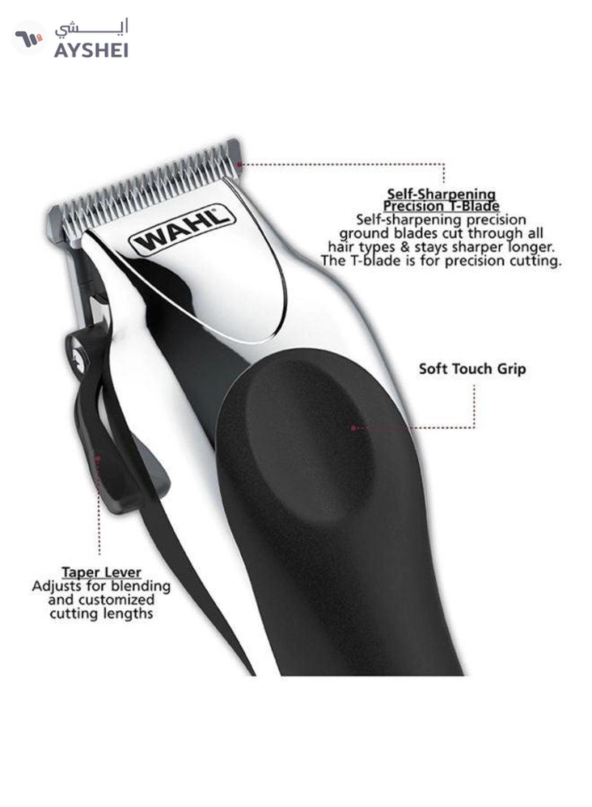 WAHL Deluxe Chrome Pro Hair Beard Clipping And Trimming Black/Silver-1-1