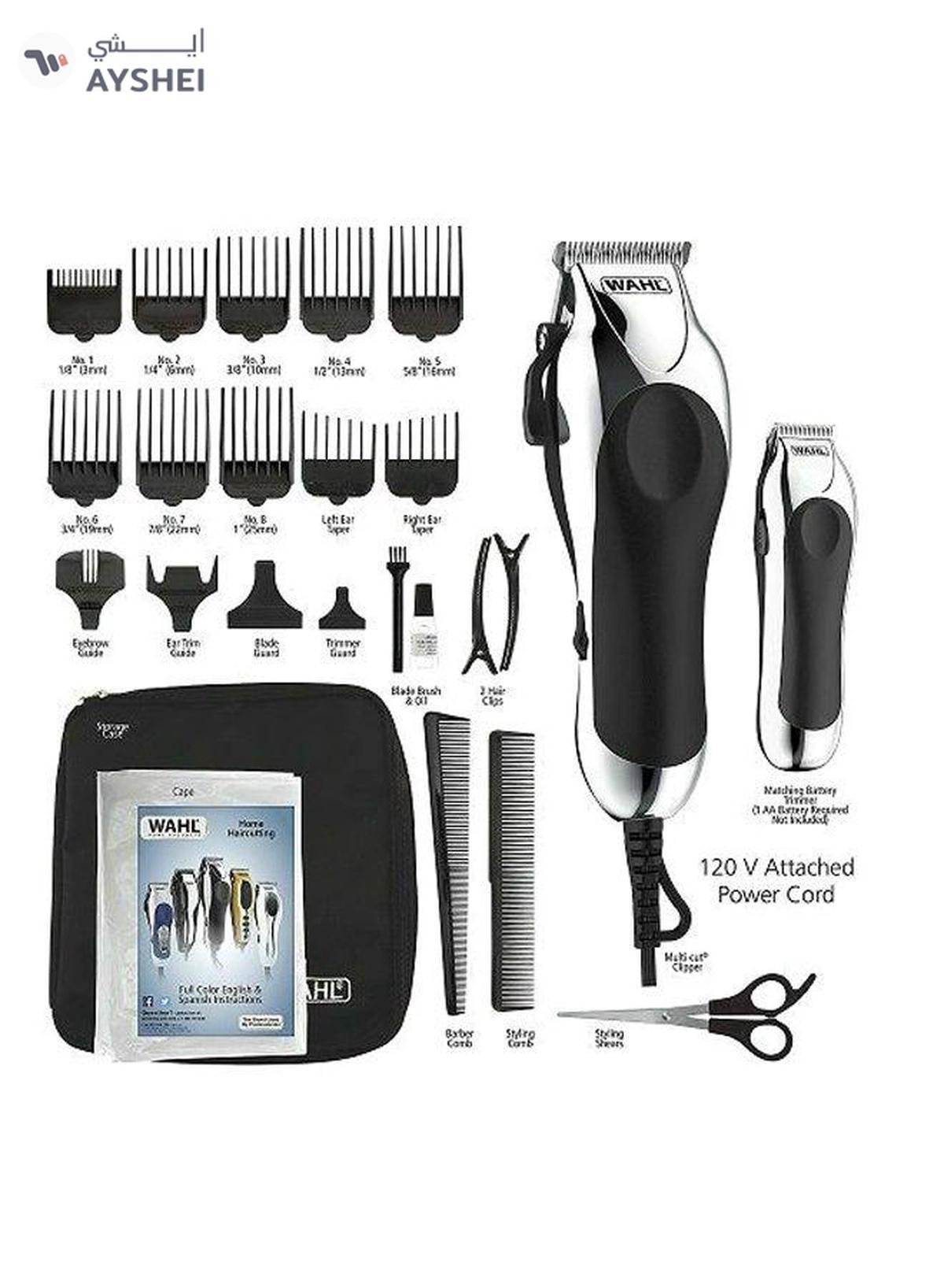 WAHL Deluxe Chrome Pro Hair Beard Clipping And Trimming Black/Silver-4-4