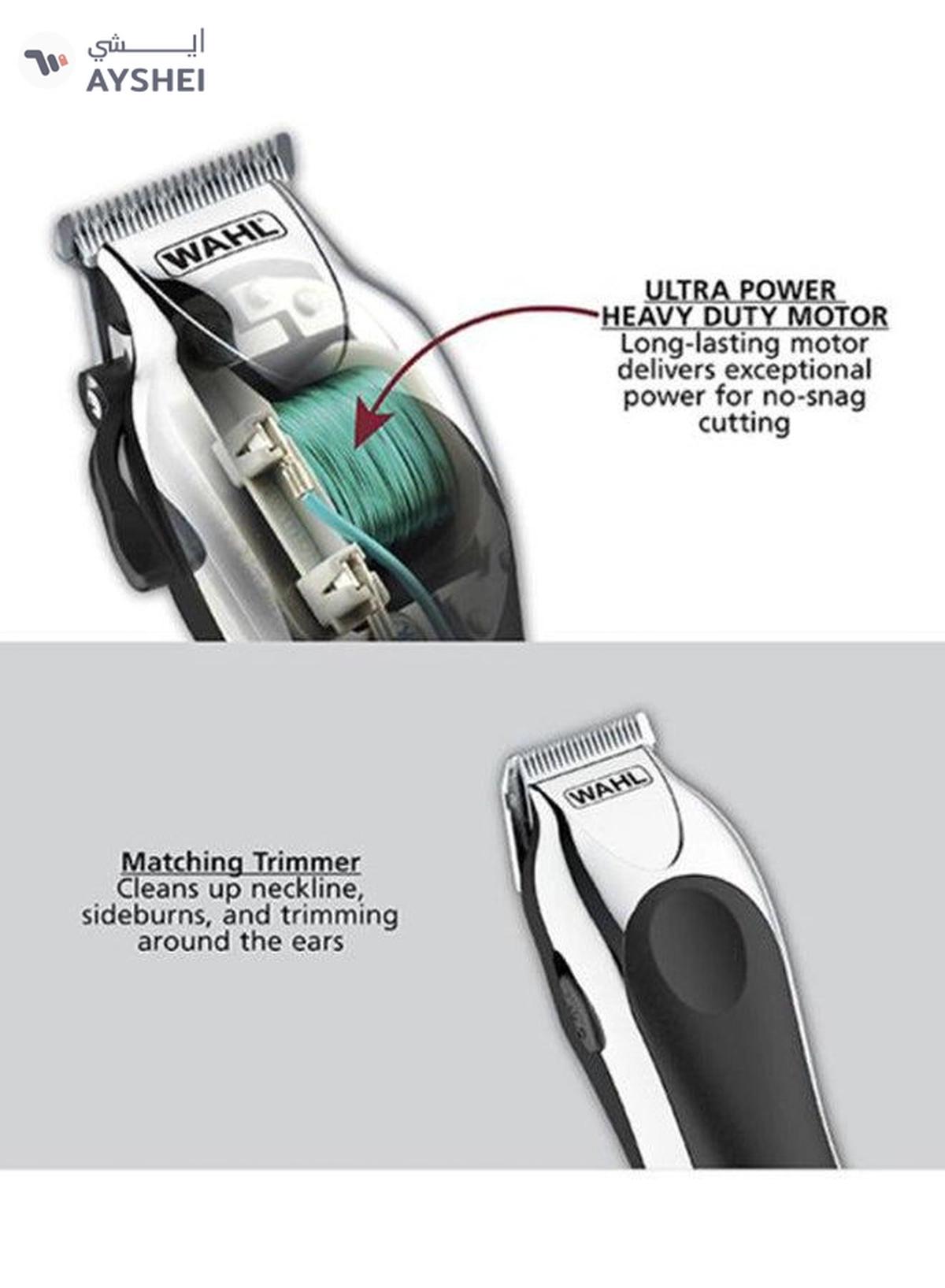 WAHL Deluxe Chrome Pro Hair Beard Clipping And Trimming Black/Silver-6-6