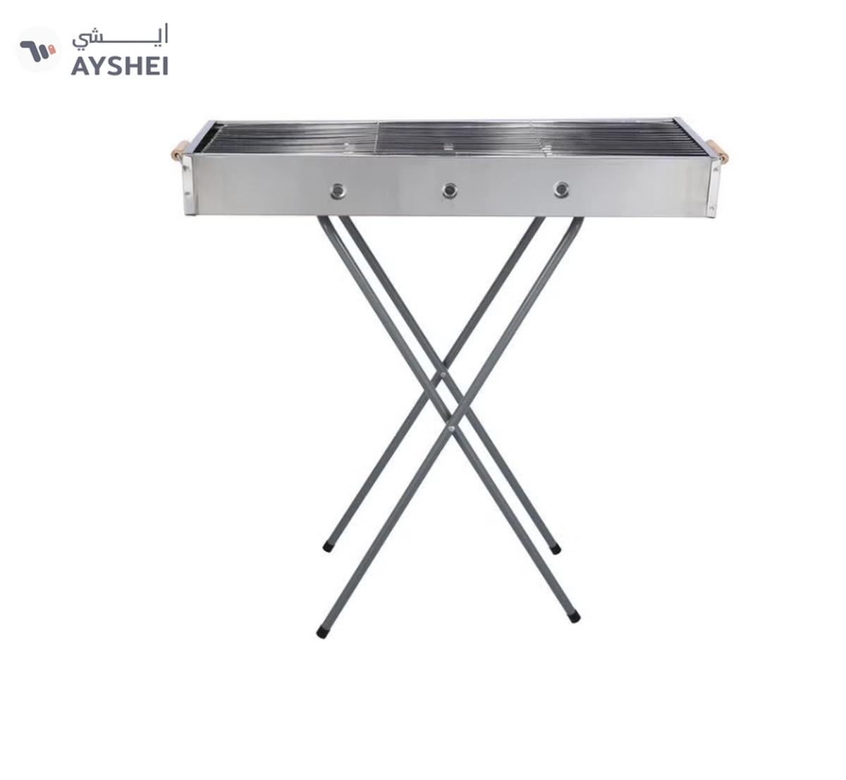 Royalford RF10366 Foldable Stainless Steel BBQ Stand with Grill| Portable Charcoal Barbecue |Large Cooking Surface| Heat-Resistant & Easy to Carry for Camping, Picnic etc-0-landscape