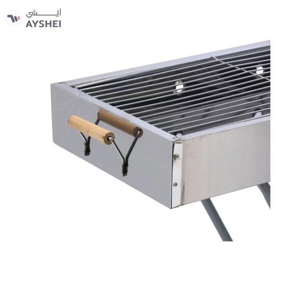 Royalford RF10366 Foldable Stainless Steel BBQ Stand with Grill| Portable Charcoal Barbecue |Large Cooking Surface| Heat-Resistant & Easy to Carry for Camping, Picnic etc