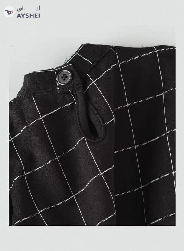 HASHQLO Checks Printed Short Dress Black
