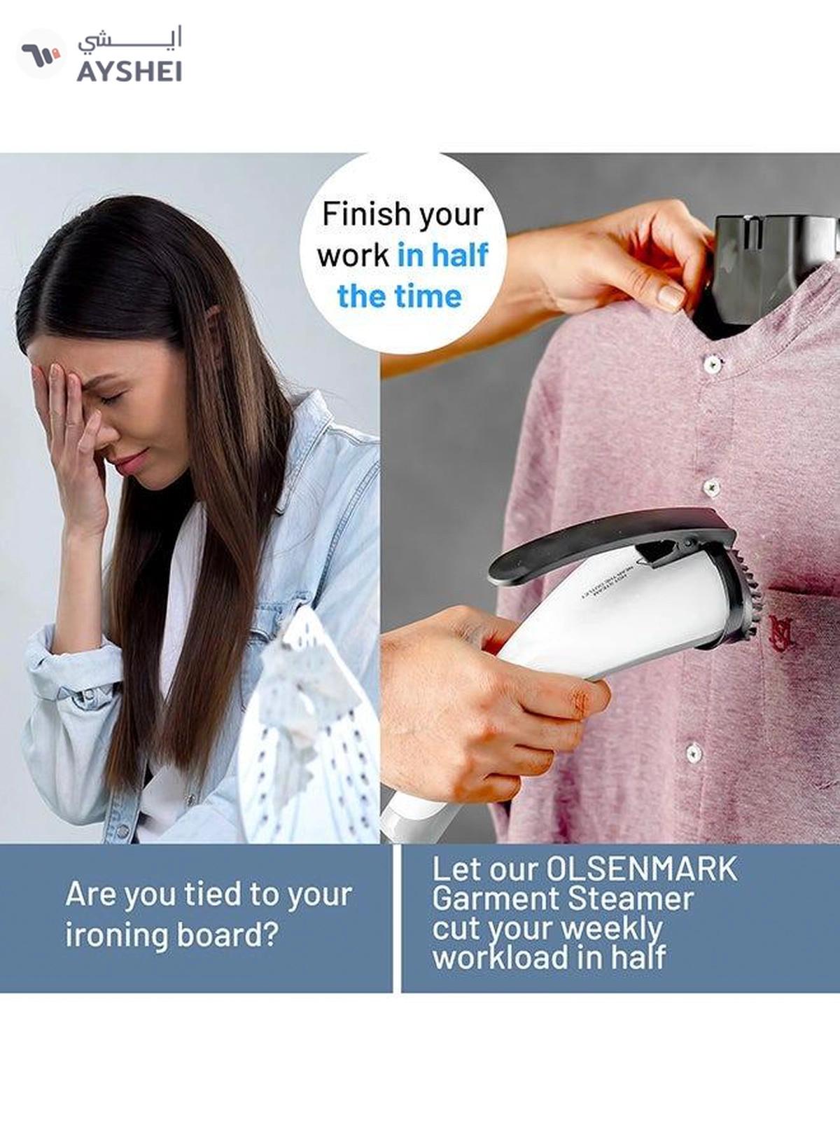 Olsenmark Garment Steamer with Water Tank, Fast Heating, Aluminum Pole, Ergonomic Grip-4-4