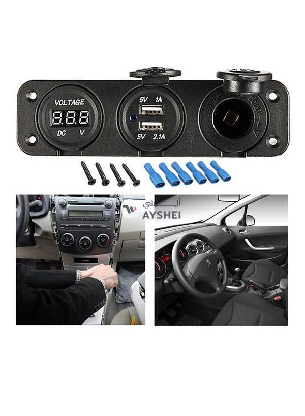 Generic 3 in 1 Car Cigarette Lighter Socket With Dual USB Port