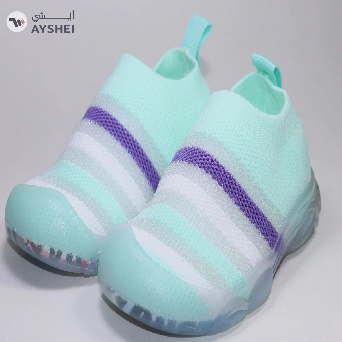 Babyqlo Striped Premium Pool Shoes - Blue-3-3