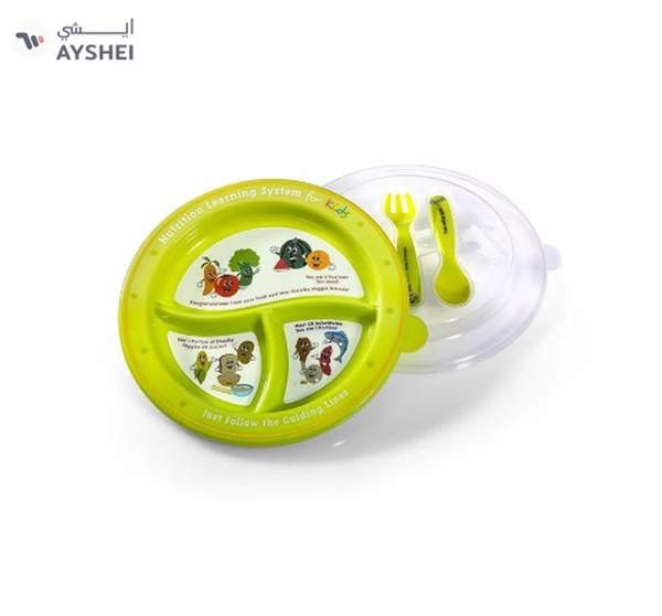 Precise Portions Set Of 3 Kids Nutrition Learning Plates Green/White 0.8kg