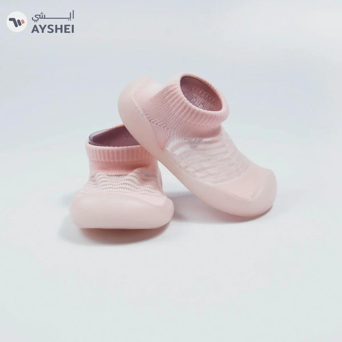 Babyqlo Striped Soft-top pool Shoes - Pink-0-portrait
