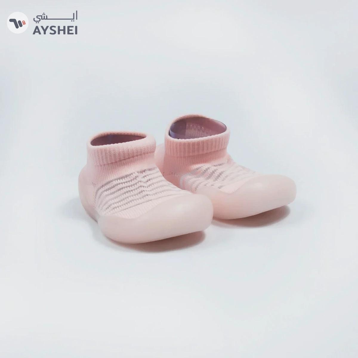 Babyqlo Striped Soft-top pool Shoes - Pink-1-portrait