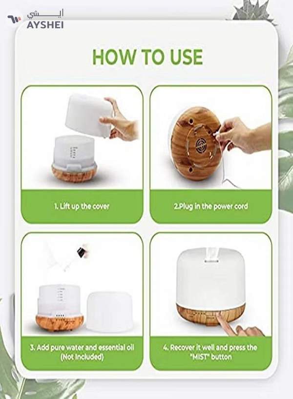 HomarKet 500ml Premium, Essential Oil Diffuser with 7 Colors LED Lights, 5 in 1 Ultrasonic Aromatherapy Fragrant Oil Humidifier Vaporizer, Timer and Auto-Off Safety Switch