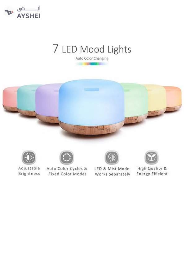 HomarKet 500ml Premium, Essential Oil Diffuser with 7 Colors LED Lights, 5 in 1 Ultrasonic Aromatherapy Fragrant Oil Humidifier Vaporizer, Timer and Auto-Off Safety Switch