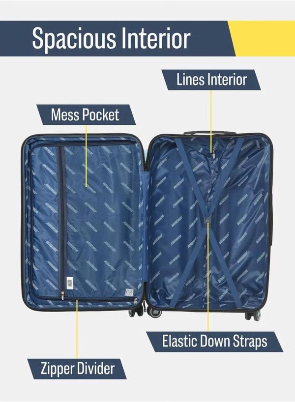 British Tourister British Tourister 3-Piece ABS Hard Shell Luggage Set (20/24/28 Inch) with Expandable Layer – Lightweight Suitcases with Spinner Wheels, Aluminium Trolley – Travel Trolley Bag Set