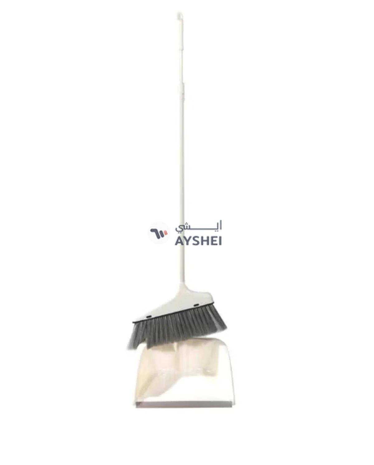Dust Pan With Long Brush White/Grey 25.5x25.5x81cm-0-0