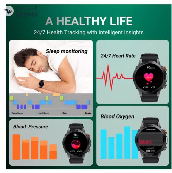 Armfit Dome Smartwatch For Men, AMOLED Always On Display Bluetooth Calling Waterproof Fitness Watches Compatible With Android iOS Black