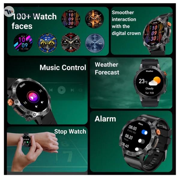 Armfit Dome Smartwatch For Men, AMOLED Always On Display Bluetooth Calling Waterproof Fitness Watches Compatible With Android iOS Black