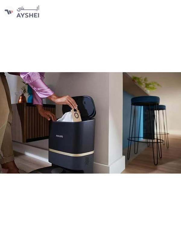 Philips HomeRun 7000 Series Aqua Vacuum and Mop Robot - Battery Operated 3 L 0 W XU7100/01 Deep Black/Gold