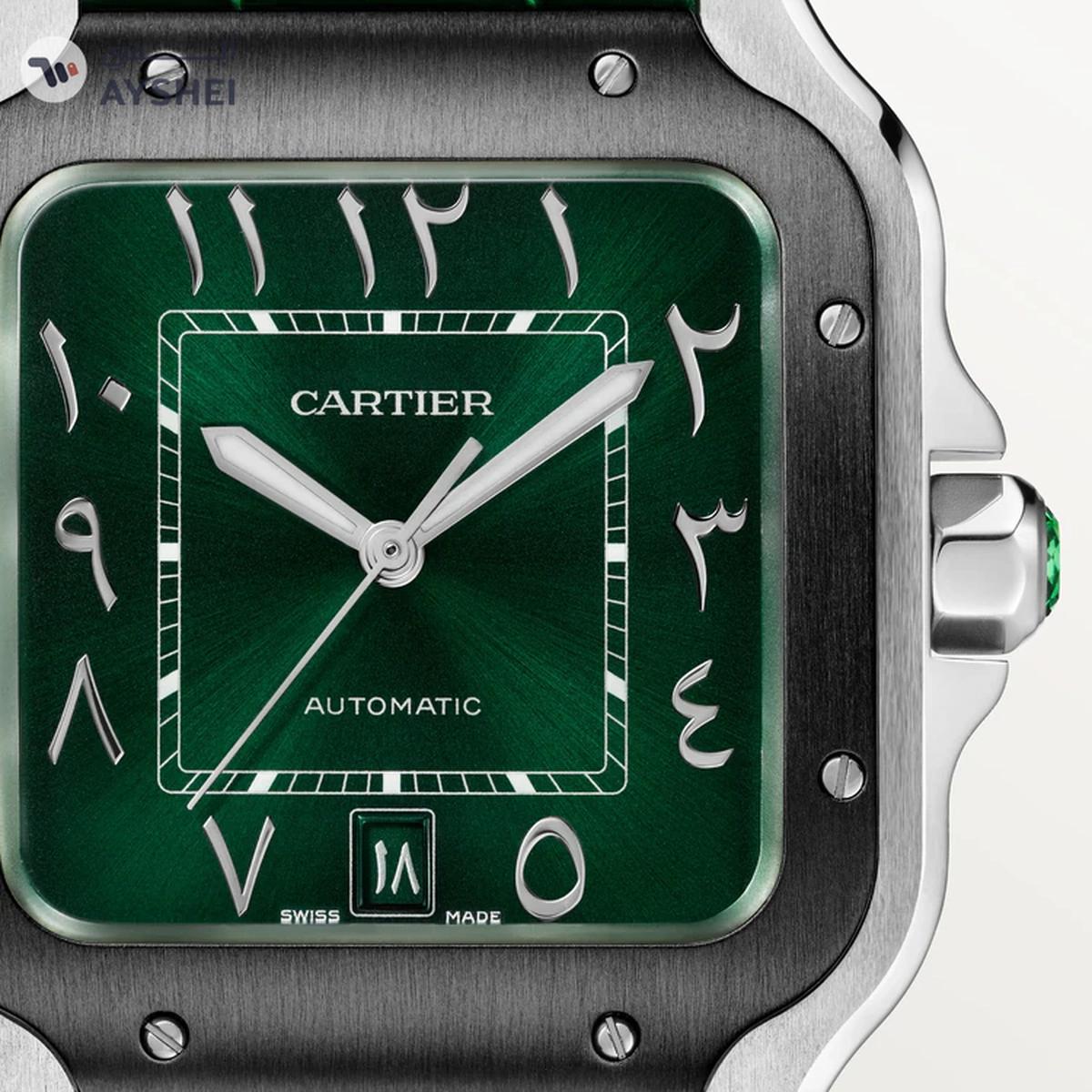 Cartier Santos Green Dial Watch-4-4