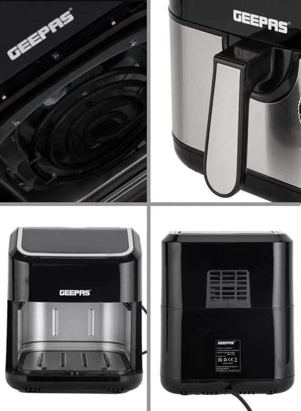 Geepas Digital Air Fryer - Equipped With Vortx Air Frying Technology| Oil Free Cooking Digital Display With Touch Screen| 10 Preset Cooking Modes, 1-60 Minutes Timer| Ideal For Making Fries, Steak, Chicken, Cake, Meat, Bread Etc 5 L 1600 W GAF37527 Black