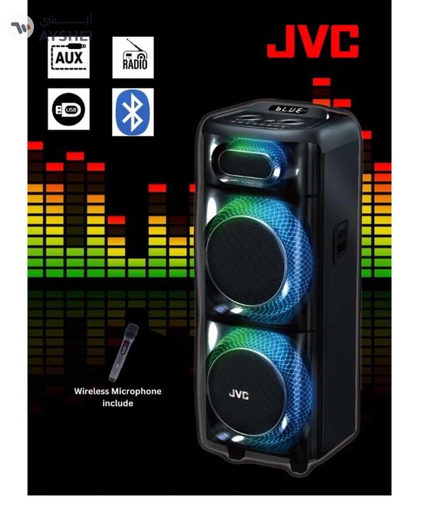 JVC Portable Bluetooth Party Speaker /2000W PMPO Output/ 10"*2 Speaker/8000 mAh Power Battery with Wireless Microphone and Remote control-XS-N178 XS-N178 Black