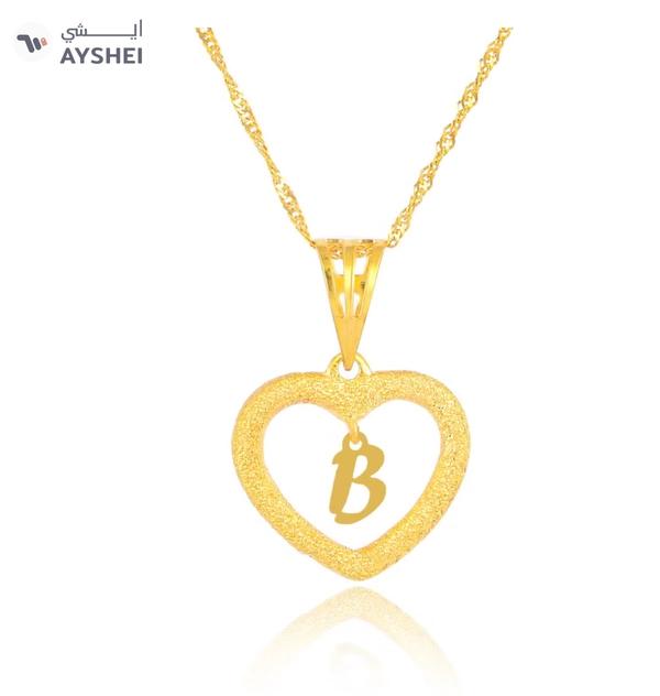 Beautifully Crafted 22K Gold Heart Necklace with 'B'