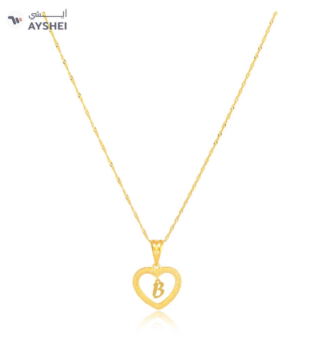 Beautifully Crafted 22K Gold Heart Necklace with 'B'-0-portrait