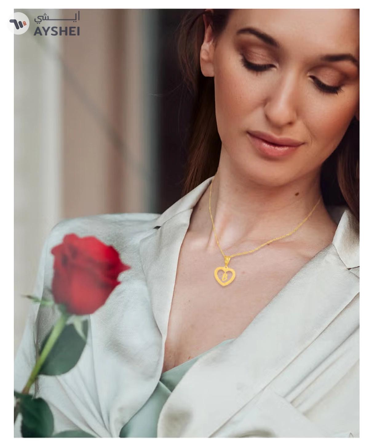 Beautifully Crafted 22K Gold Heart Necklace with 'B'-4-4