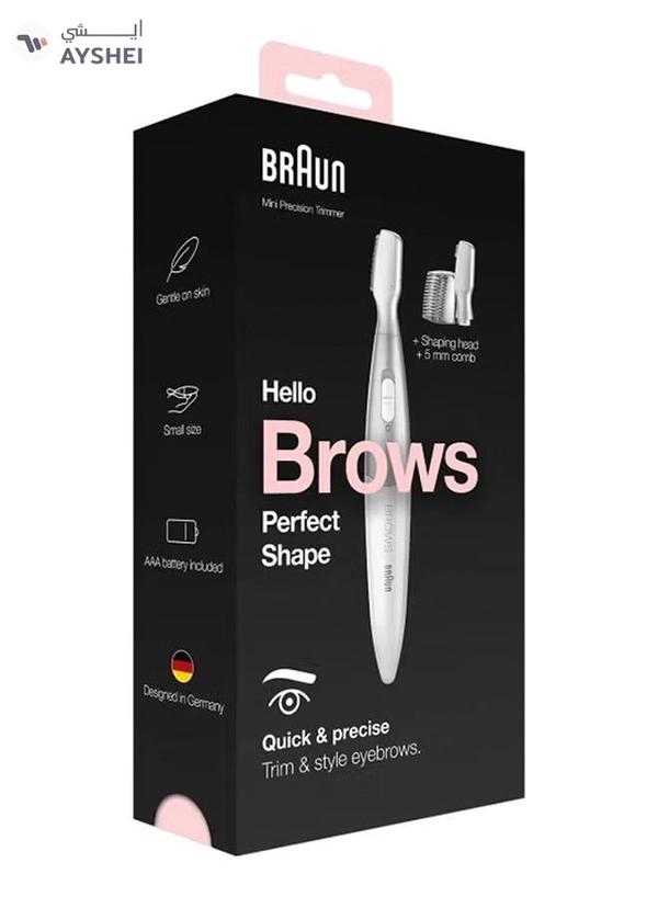BRAUN Silk finish FG1106 Precision Hair Remover + 4 attachments. White / Silver
