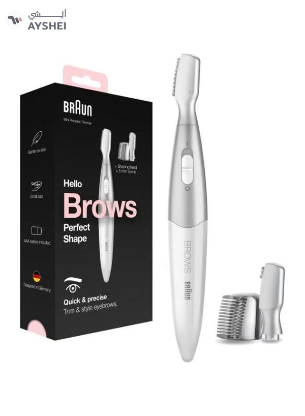 BRAUN Silk finish FG1106 Precision Hair Remover + 4 attachments. White / Silver