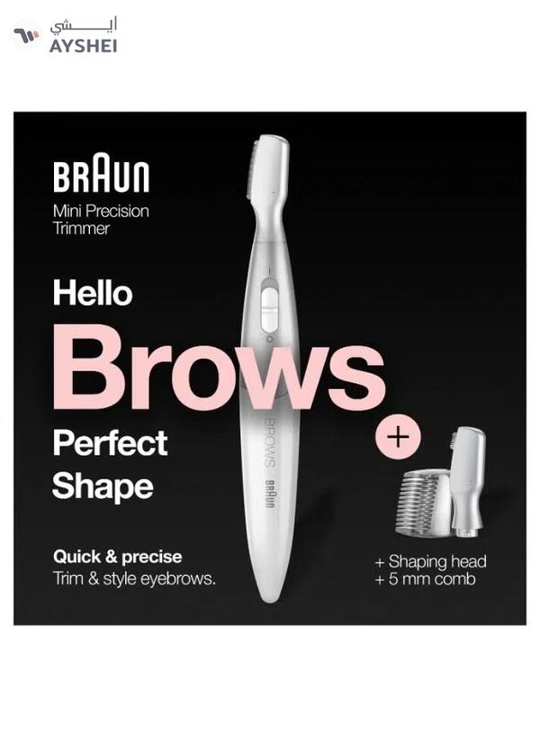 BRAUN Silk finish FG1106 Precision Hair Remover + 4 attachments. White / Silver
