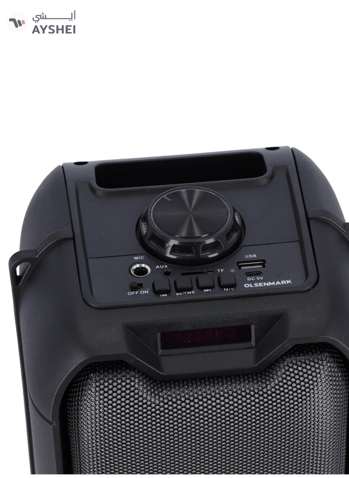 Olsenmark Bluetooth Party Speaker, Built-in Lights AUX FM USB TF Card 200W PMPO Party Speaker-1-portrait