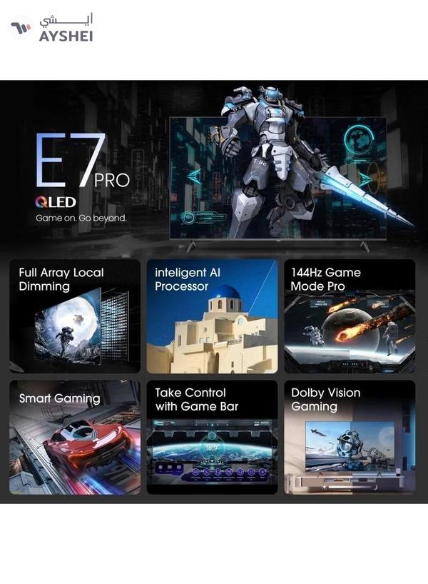 Hisense 100 Inch QLED, VIDAA U8, Smart TV, Dolby Atmos, 144Hz Game Mode Pro, Quantum Dot Color, Built-in Subwoofer, Full Array, AI Adaptive 100Q7Q Black