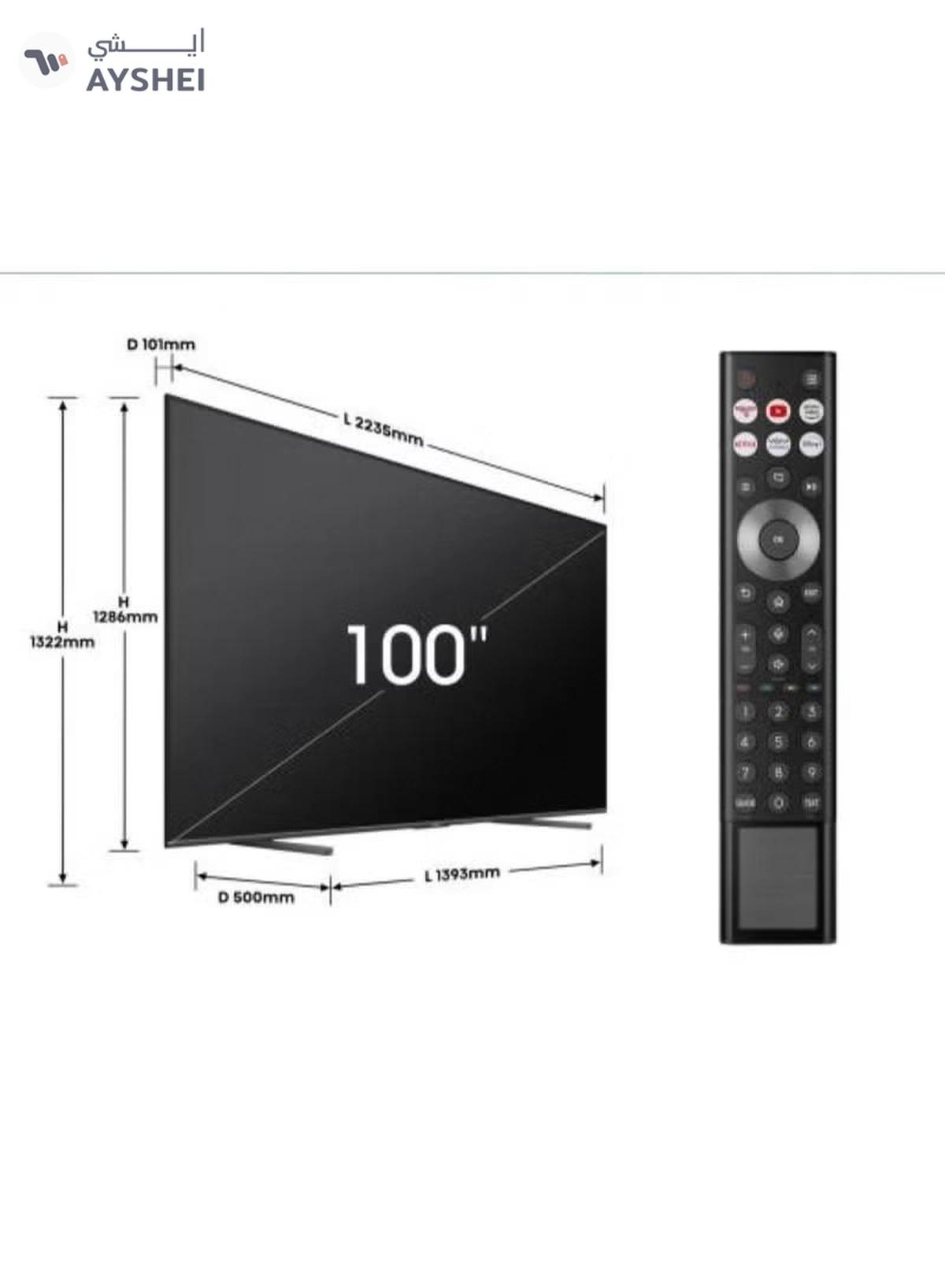 Hisense 100 Inch QLED, VIDAA U8, Smart TV, Dolby Atmos, 144Hz Game Mode Pro, Quantum Dot Color, Built-in Subwoofer, Full Array, AI Adaptive 100Q7Q Black-6-6