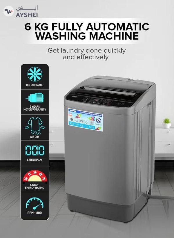 GEEPAS 6 KG Fully Automatic Washing Machine| Top Load Equipped with Big Pulsator