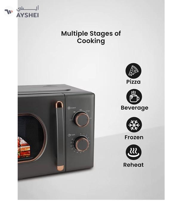 Olsenmark 20 L Microwave Oven Turntable Plate, Multiple Power Levels and Cooking Stages, Defrost Function, 30-Min Timer, Cooking End Signal 20 L 1100 W OMMO2260W Grey