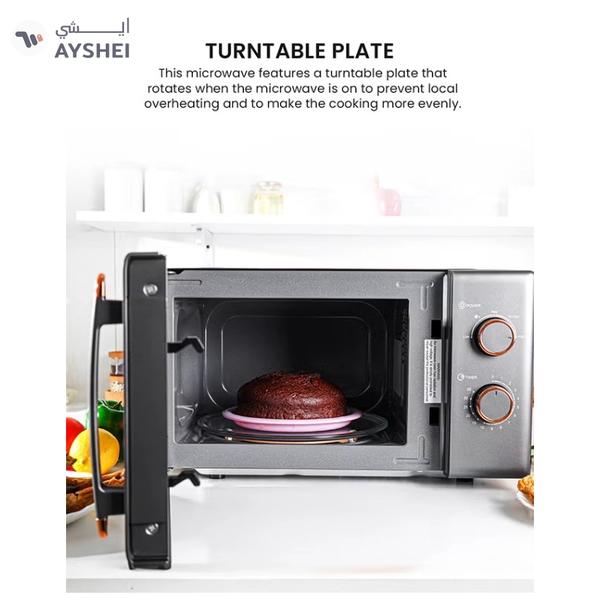 Olsenmark 20 L Microwave Oven Turntable Plate, Multiple Power Levels and Cooking Stages, Defrost Function, 30-Min Timer, Cooking End Signal 20 L 1100 W OMMO2260W Grey