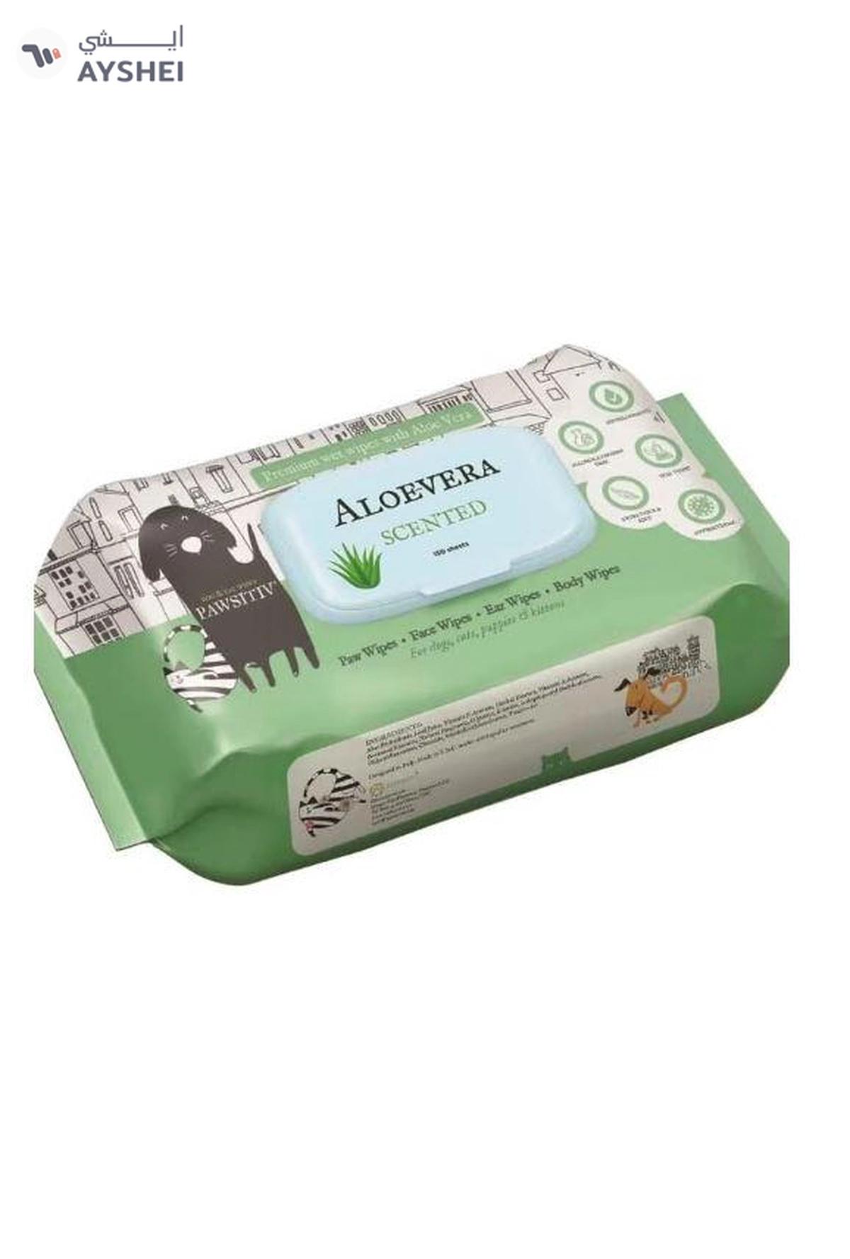 PAWSITIV PET WIPES FOR CATS AND DOGS - ALOE VERA SCENTED 150 WIPES-0-portrait