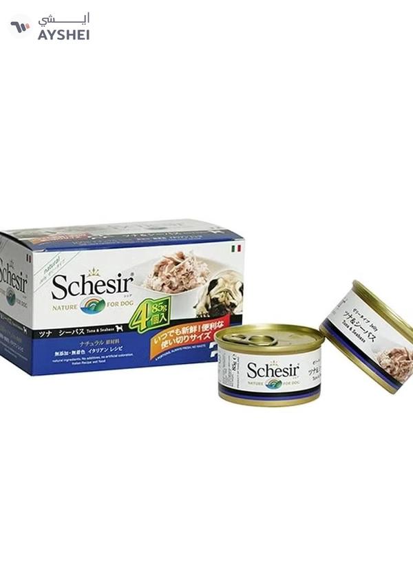 Schesir Dog Multi Pack Tuna With Seabass,Wet Food In Jelly For Dogs 4X85G
