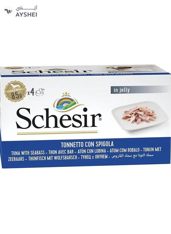 Schesir Dog Multi Pack Tuna With Seabass,Wet Food In Jelly For Dogs 4X85G