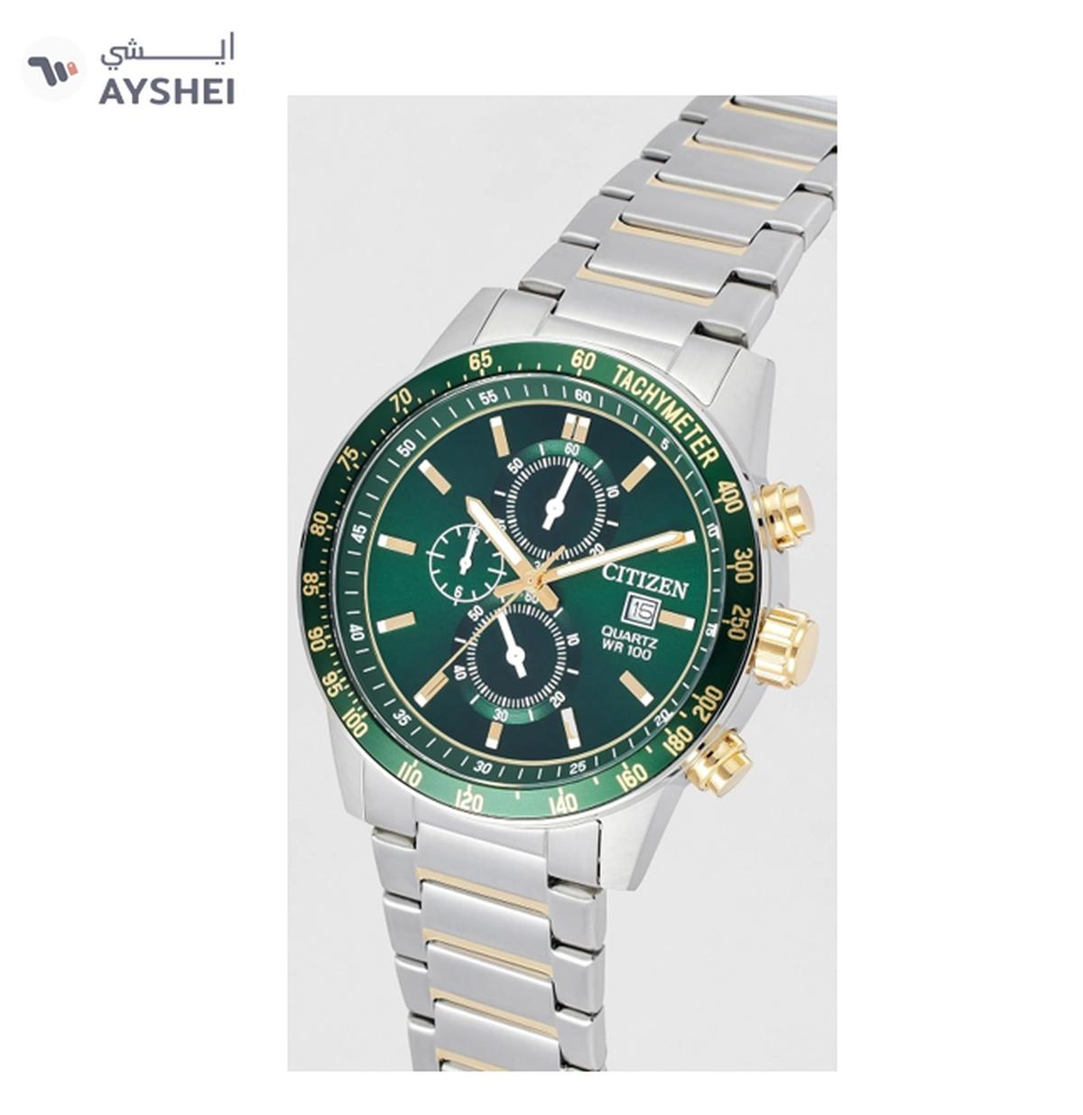 Citizen Chronograph Quartz Green Dial Stainless Steel Men's Watch AN3689-55X-2-2