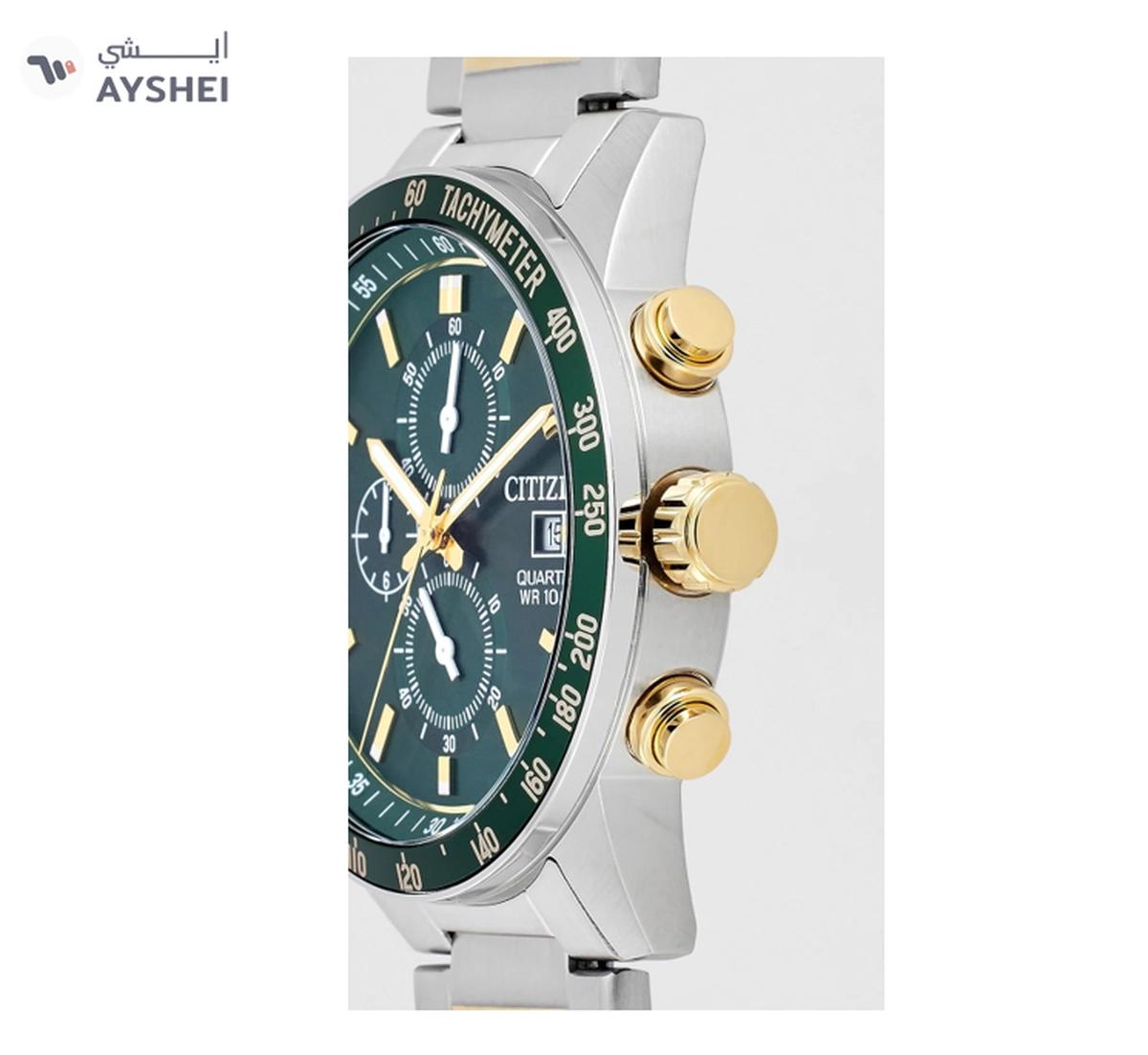 Citizen Chronograph Quartz Green Dial Stainless Steel Men's Watch AN3689-55X-1-landscape