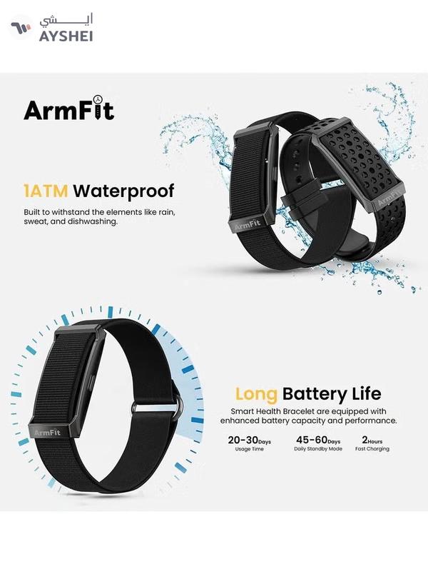 Armfit Deep Zeero Membership fee fitness tracker band Health and Fitness Wearable – 24/7 Activity Tracker Sleep Tracking, with app support – 15+ Days Battery Life black