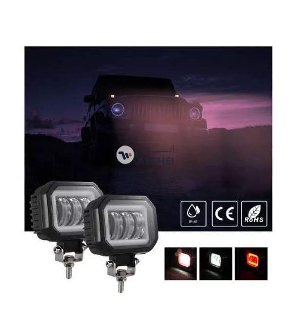 Generic 2-Piece Waterproof Square LED Angel Eye Fog Light