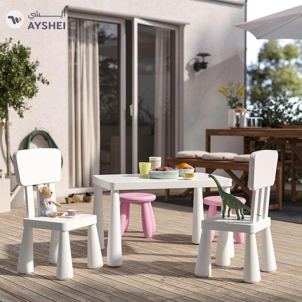 IKEA MAMMUT Children's Table, In/Outdoor, White, 77x55 cm-1-portrait