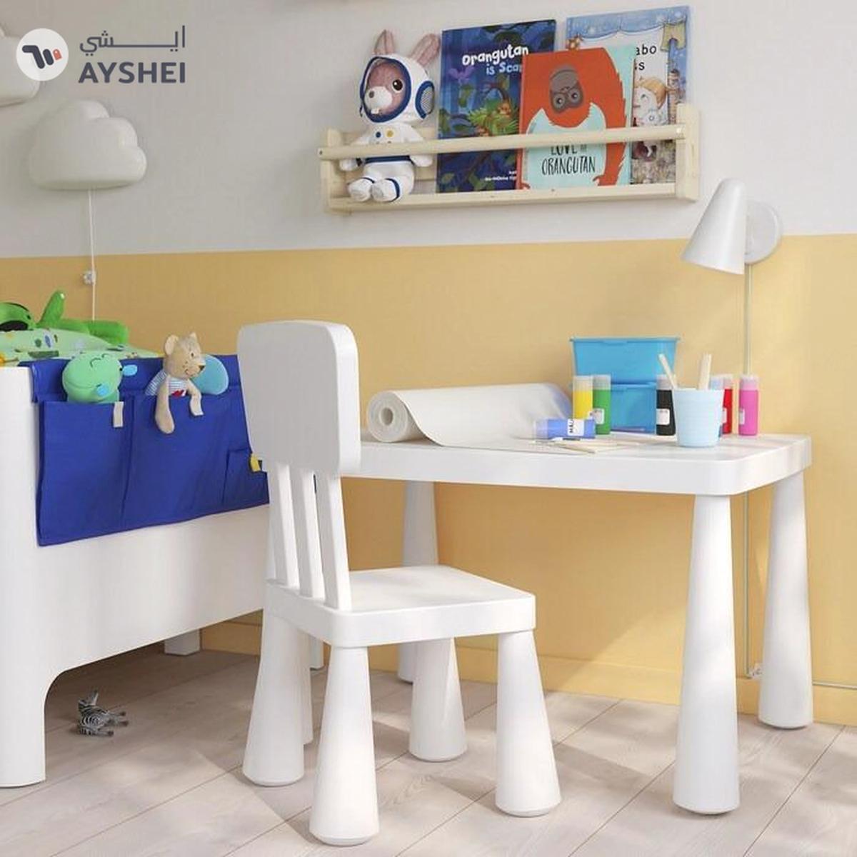 IKEA MAMMUT Children's Table, In/Outdoor, White, 77x55 cm-3-3