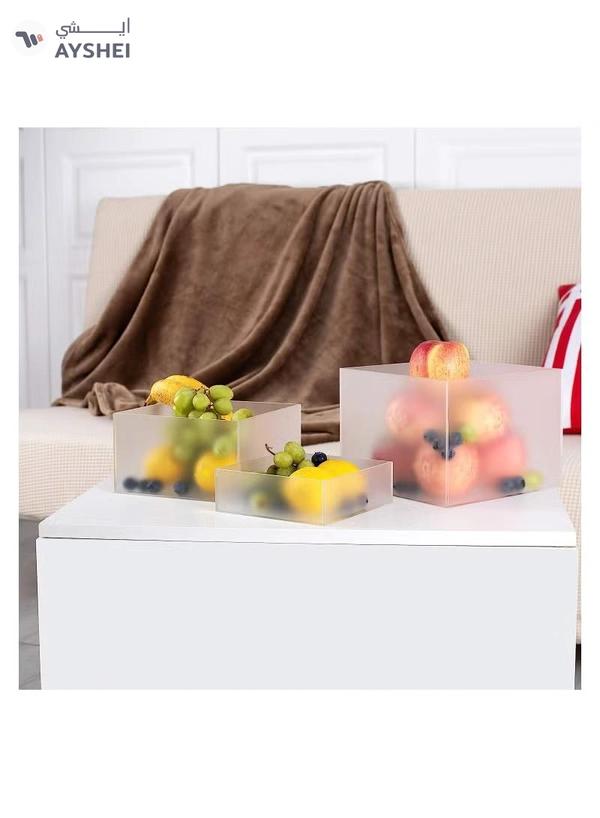 Eworld 2 Pack of 3 Frosted White Acrylic Cube Nesting Risers with Hollow Bottoms