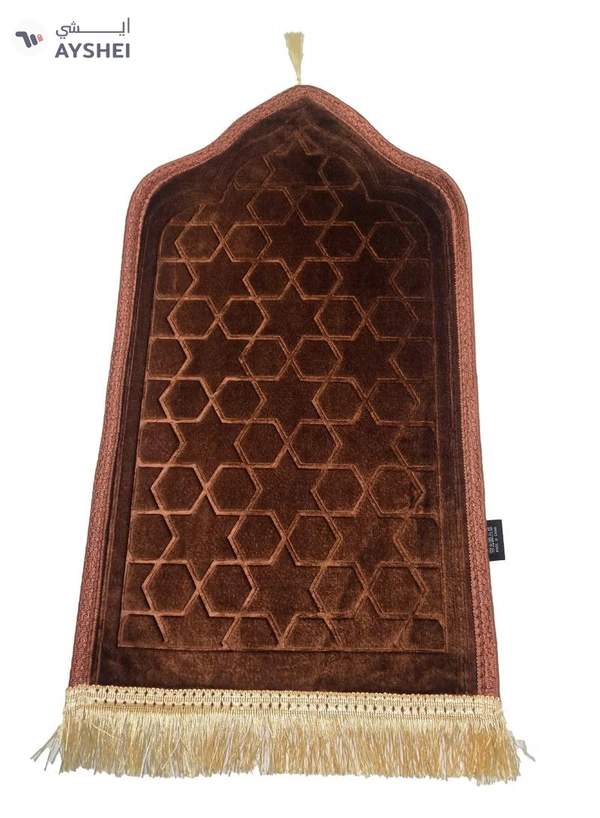 Yuwell Kids Prayer Mat Embossed Prayer Mat Anti-Slip Velvet Top Islamic Prayer Mat Sajadah Mat Prayer Rug Salah Mat For Kids Eid Gifts And Ramadan Gifts 60X35CM Brown