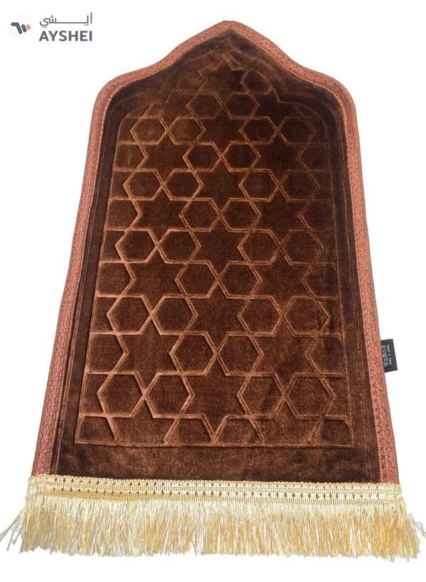 Yuwell Kids Prayer Mat Embossed Prayer Mat Anti-Slip Velvet Top Islamic Prayer Mat Sajadah Mat Prayer Rug Salah Mat For Kids Eid Gifts And Ramadan Gifts 60X35CM Brown